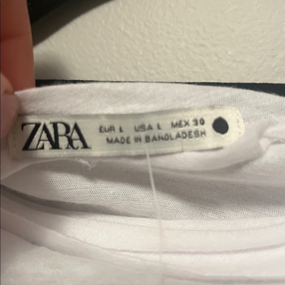 NWT - Zara Asymmetrical White Tee - 100% Cotton